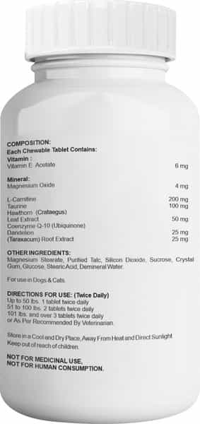 Petvit Cardiovascular Tablets - All Breeds Of Dogs & Cats 60 Chewable Tablets