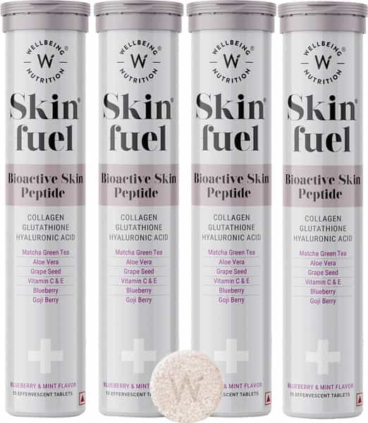 Wellbeing Nutrition Skin Fuel Japanese Collagen | L-Glutathione | Hyaluronic Acid For Skin - 60 Tabs