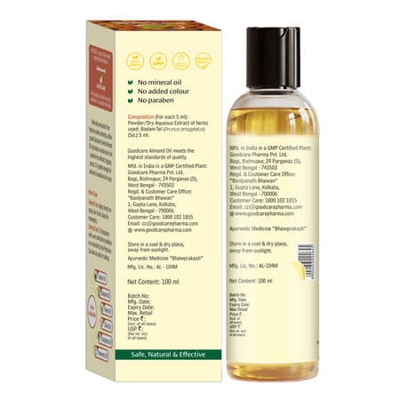Goodcare Pure & Natural Premium Sweet Almond Oil (Rogan Badam) For Body | Skin & Hair