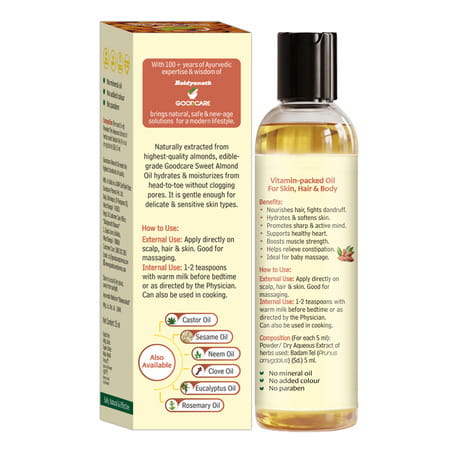 Goodcare Pure & Natural Premium Sweet Almond Oil (Rogan Badam) For Body | Skin & Hair