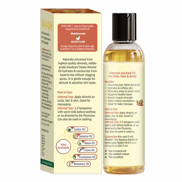 Goodcare Pure & Natural Premium Sweet Almond Oil (Rogan Badam) For Body | Skin & Hair
