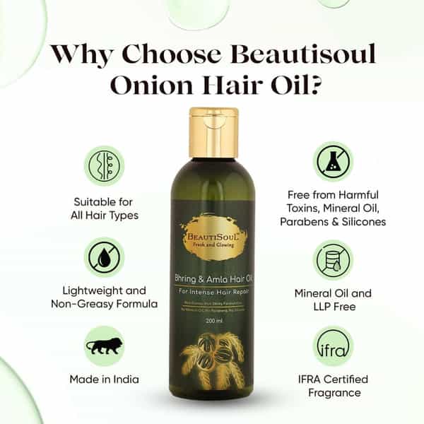 Beautisoul Bhring & Amla Hair Oil For Intense Hair Repair | Long & Thick Hair | Unisex | 200Ml