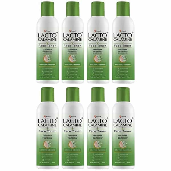 Lacto Calamine Cucumber Face Toner. For Oily And Acne Prone Skin - 120 Ml X Pack Of 8