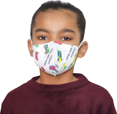 Advind Healthcare Smog Guard N95 Kids Mask Without Valve (4-12 Years Kids) - Truck Print Pack Of 5