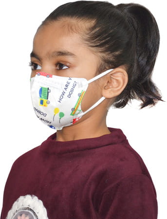 Advind Healthcare Smog Guard N95 Kids Mask Without Valve (4-12 Years Kids) - Truck Print Pack Of 5
