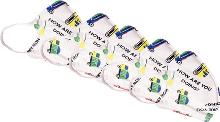 Advind Healthcare Smog Guard N95 Kids Mask Without Valve (4-12 Years Kids) - Truck Print Pack Of 5