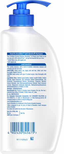 Head & Shoulders Cool Menthol Shampoo - 650Ml