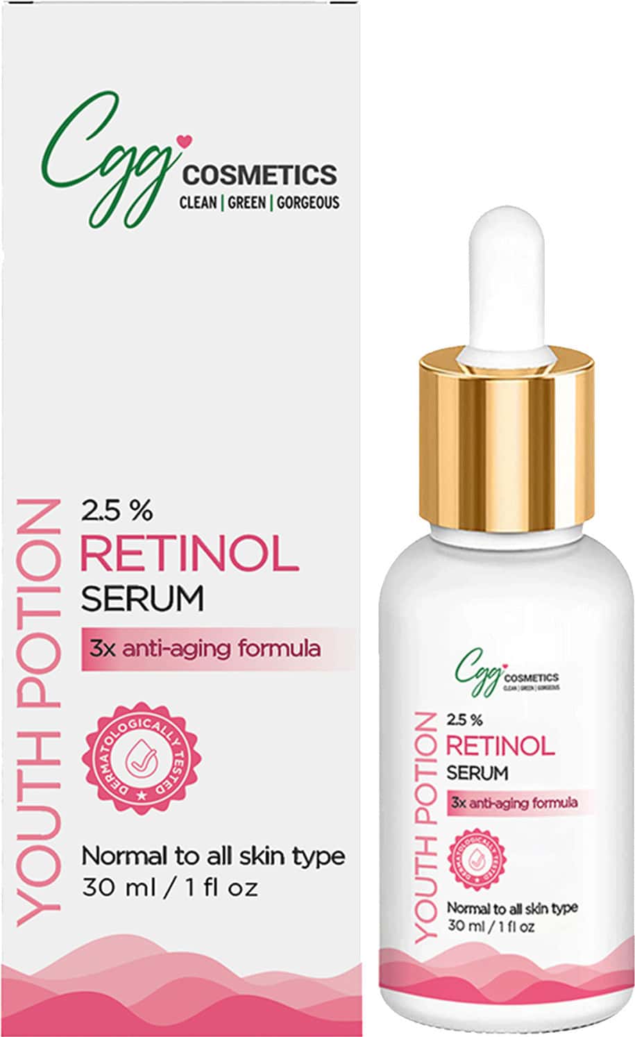 Cgg Cosmetics Retinol 2.5%- Hyaluronic Acid- Niacinamide & Aloe Vera Facial Serum - Wrinkle Serum