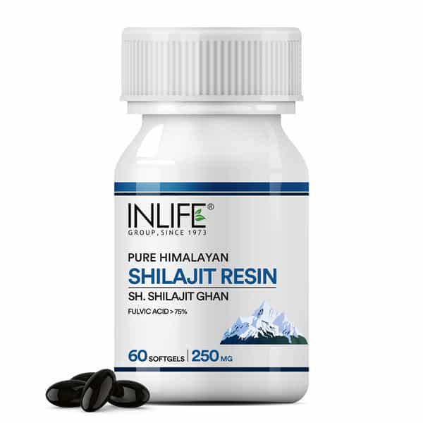Inlife Shilajit Resin Softgel Capsules 250Mg | Himalayan Sourced 18000 Ft | 75%+ Fulvic Acid - 60N