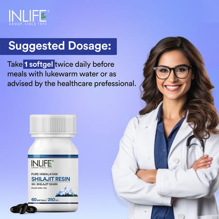 Inlife Shilajit Resin Softgel Capsules 250mg | Himalayan Sourced 18000 Ft | 75%+ Fulvic Acid - 60n