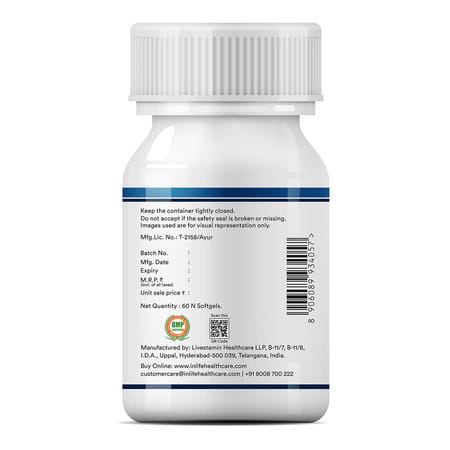 Inlife Shilajit Resin Softgel Capsules 250mg | Himalayan Sourced 18000 Ft | 75%+ Fulvic Acid - 60n