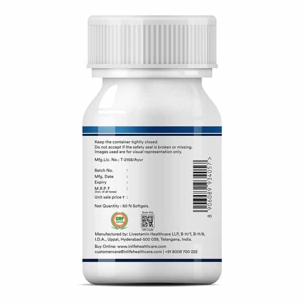 Inlife Shilajit Resin Softgel Capsules 250Mg | Himalayan Sourced 18000 Ft | 75%+ Fulvic Acid - 60N