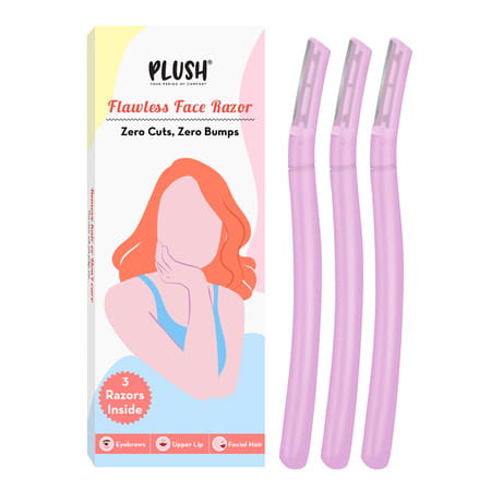 Plush Flawless & Reusable Eyebrow & Face Razor For Women Pack Of 3