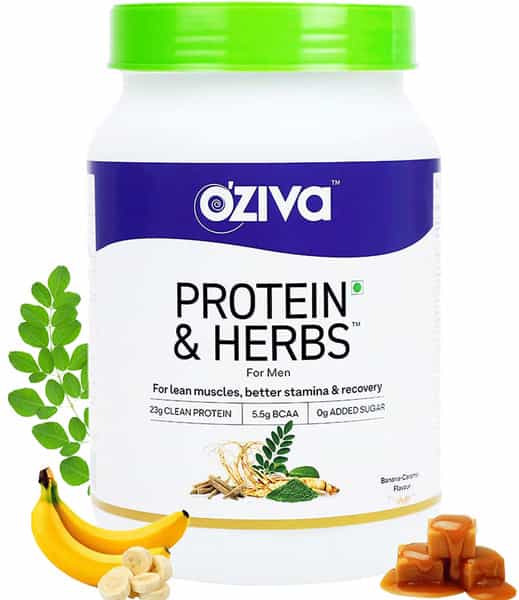 Buy OZIVA PROTEIN & HERBS FOR MEN BANANA CARAMEL (1KG) FOR MUSCLE