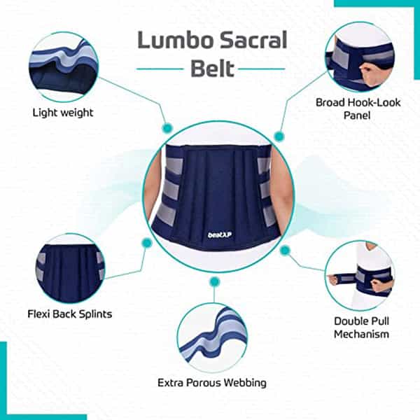 Beatxp Blue Color Lumbo-Sacral Suport Belt|Anatomical Fit|Skin Friendly|Pain Reliever (L)