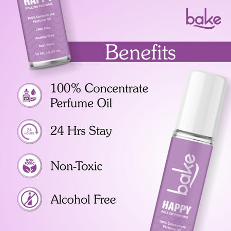 Bake Happy Oud Attar Perfume Oil Roll-On | Long Lasting 24H Alcohol-Free Unisex Fragrance | 10Ml