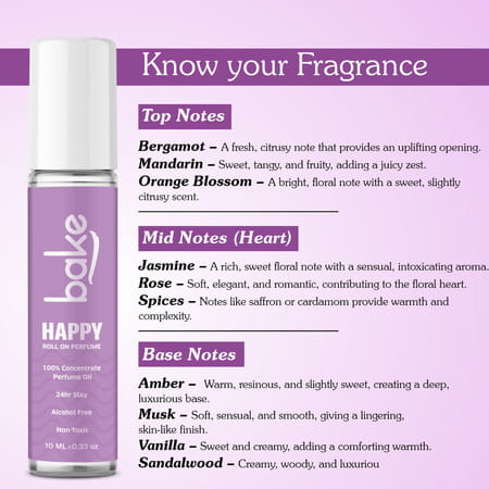 Bake Happy Oud Attar Perfume Oil Roll-On | Long Lasting 24H Alcohol-Free Unisex Fragrance | 10Ml