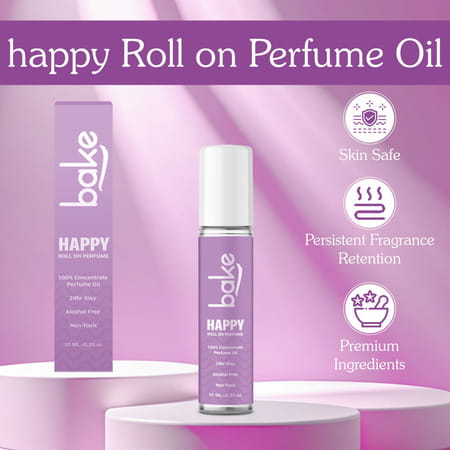 Bake Happy Oud Attar Perfume Oil Roll-On | Long Lasting 24H Alcohol-Free Unisex Fragrance | 10Ml