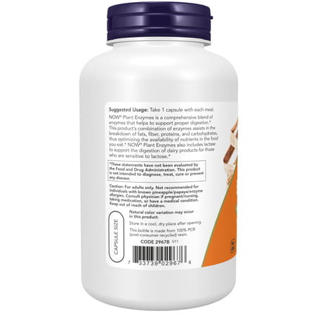 Now Foods Supplements | Plant Enzymes With Lactase| Protease| Papain And Bromelain| 240 Veg Capsules
