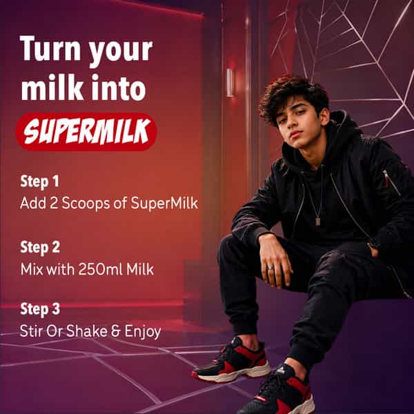Gritzo Supermilk Growth+ Spiderman (13+Y Boy)| 13G Protein Powder (Double Chocolate| 400G)