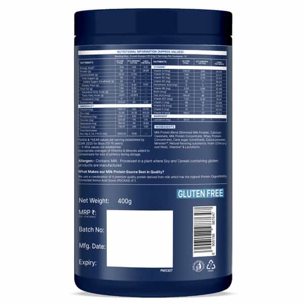 Gritzo Supermilk Growth+ Spiderman (13+Y Boy)| 13G Protein Powder (Double Chocolate| 400G)