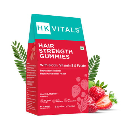Hk Vitals Biotin Hair Gummies | 10000 Mcg Biotin With Zinc | Vegan | Strawberry (60 No)