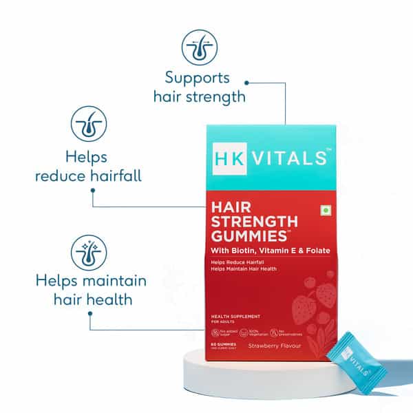 Hk Vitals Biotin Hair Gummies | 10000 Mcg Biotin With Zinc | Vegan | Strawberry (60 No)