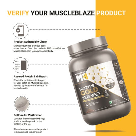 Muscleblaze Biozyme Gold 100 Whey Protein (Double Rich Chocolate | 1kg) With Shaker