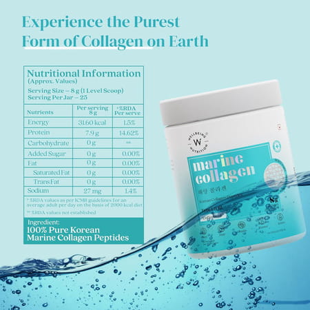 Wellbeing Nutrition Pure Korean Marine Collagen Supplements For Women & Men | 200g | Unflavored