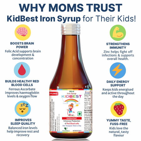 Healthbest Haematinic Iron Syrup For Kids Boosts Hemoglobin | Appetite & Immunity - 200Ml