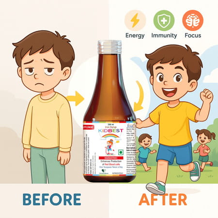 Healthbest Haematinic Iron Syrup For Kids Boosts Hemoglobin | Appetite & Immunity - 200Ml
