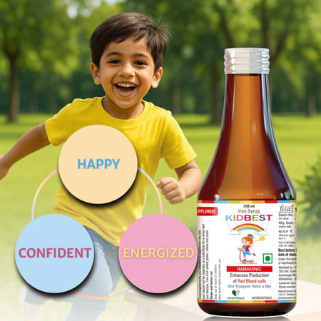 Healthbest Haematinic Iron Syrup For Kids Boosts Hemoglobin | Appetite & Immunity - 200Ml