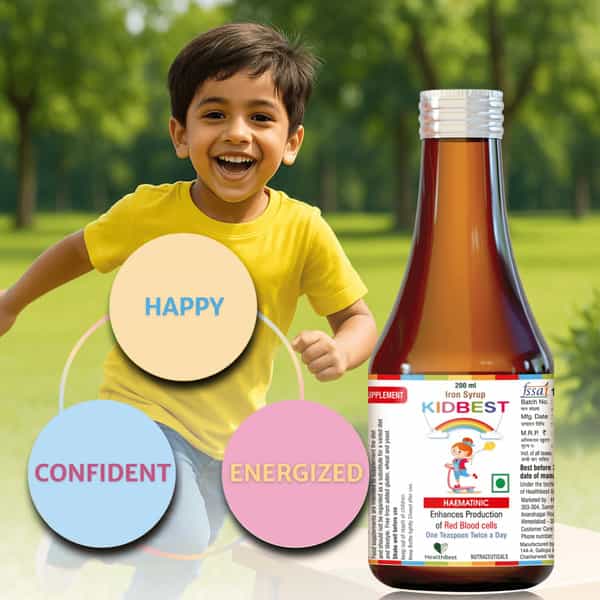 Healthbest Haematinic Iron Syrup For Kids Boosts Hemoglobin | Appetite & Immunity - 200Ml