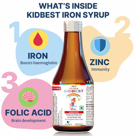 Healthbest Haematinic Iron Syrup For Kids Boosts Hemoglobin | Appetite & Immunity - 200ml