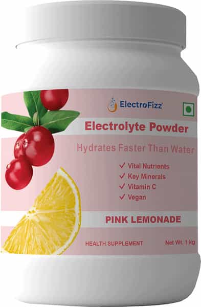 Electrofizz Hydration Energy Powder For Workout For Men And Women - Pink Lemonade Flavour 1 Kg Jar