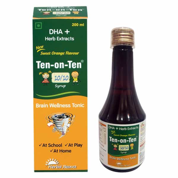 Herba Neuva Ten-On-Ten Syrup Veg Omega-3 (Dha) With Herb Extracts.supports Brain Function-1X200ml