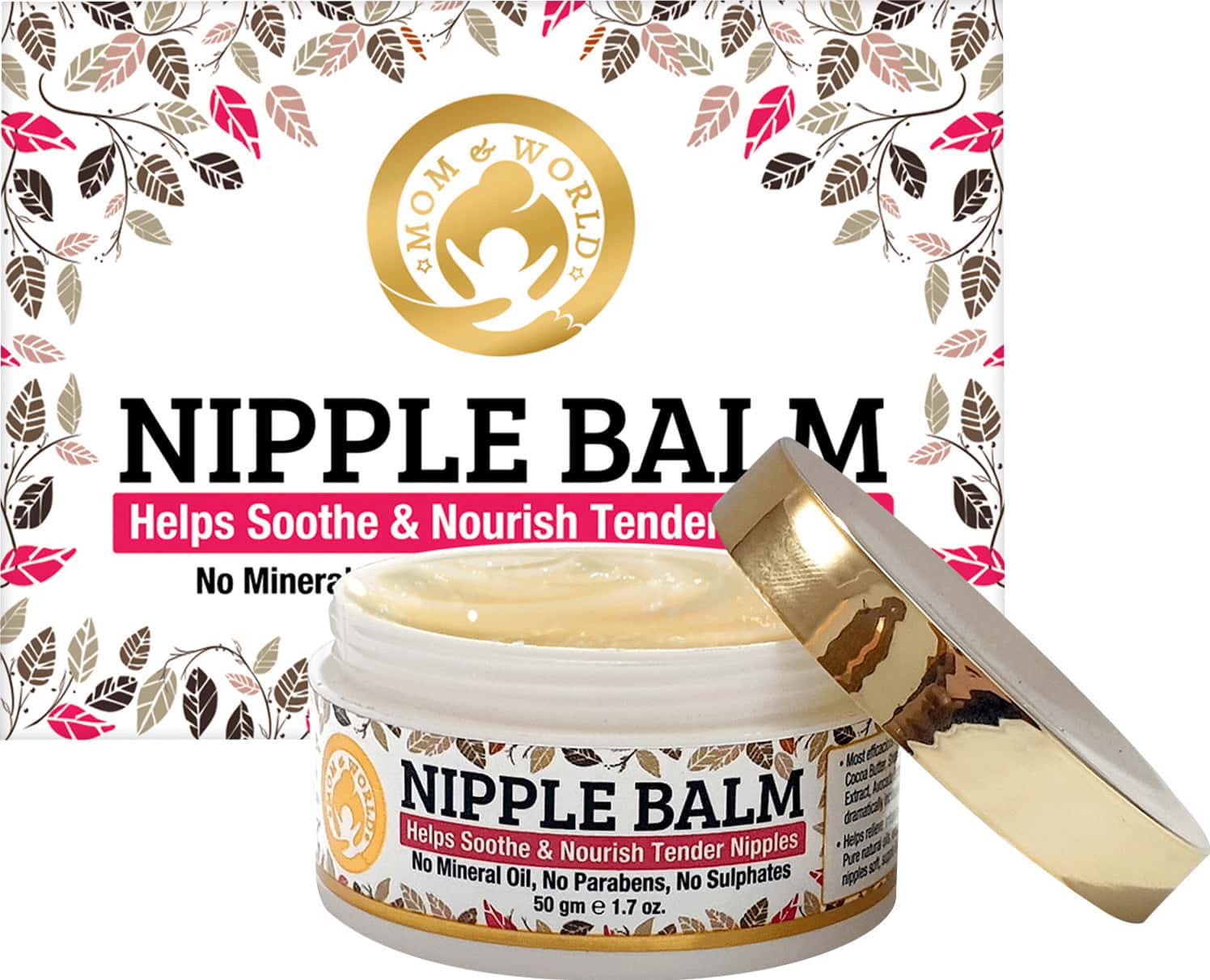 Mom & World For Sore And Cracked Nipples With Cocoa&Shea Butter Nipple Balm For Normal Skin-50g