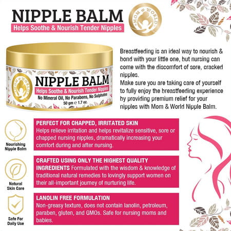 Mom & World For Sore And Cracked Nipples With Cocoa&Shea Butter Nipple Balm For Normal Skin-50g