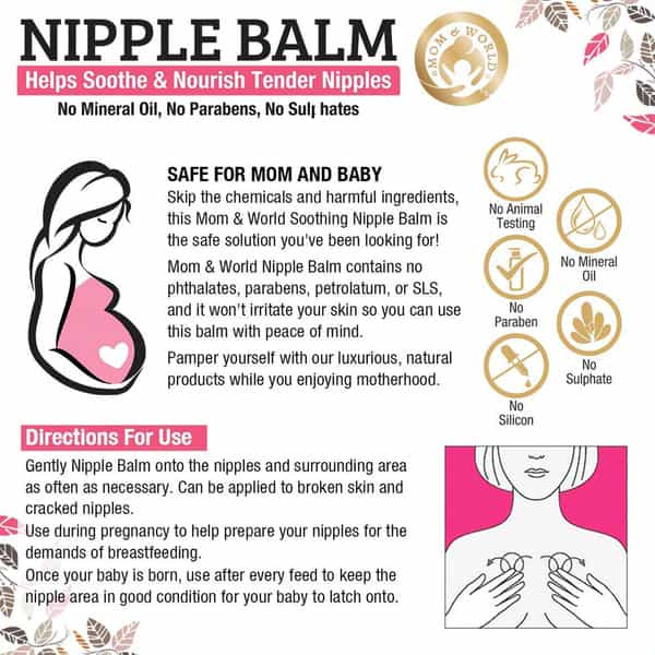 Mom & World For Sore And Cracked Nipples With Cocoa&Shea Butter Nipple Balm For Normal Skin-50G