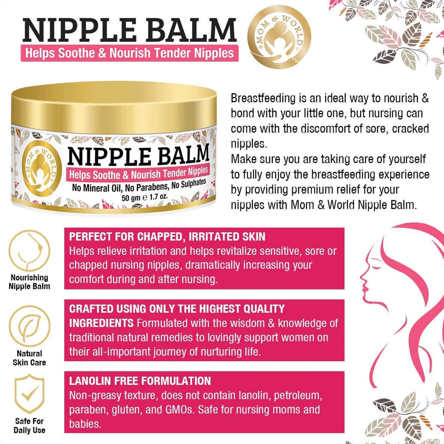 Buy MOM & WORLD FOR SORE AND CRACKED NIPPLES WITH COCOA&SHEA BUTTER