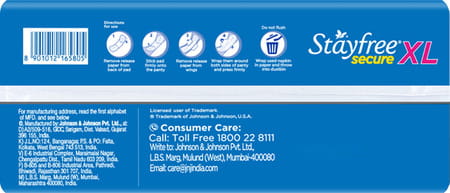 Stayfree Secure Cottony Xl Size 18 Sanitary Pads