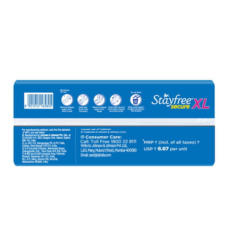 Stayfree Secure Cottony Xl Size Sanitary Pad 18 Nos