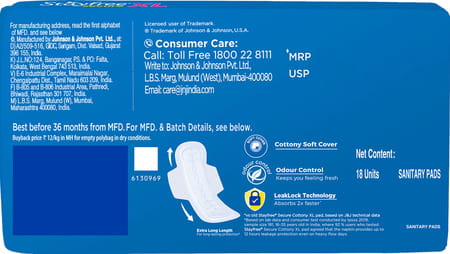 Stayfree Secure Cottony Xl Size Sanitary Pad 18 Nos