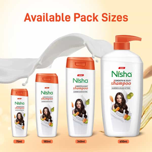 Nisha Smooth & Silky Shampoo 650Ml | Almond & Olive Actives Shampoo For Soft Silky Hair