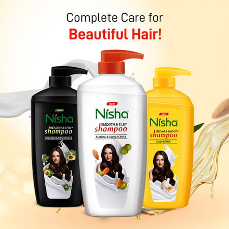 Nisha Smooth & Silky Shampoo 650Ml | Almond & Olive Actives Shampoo For Soft Silky Hair