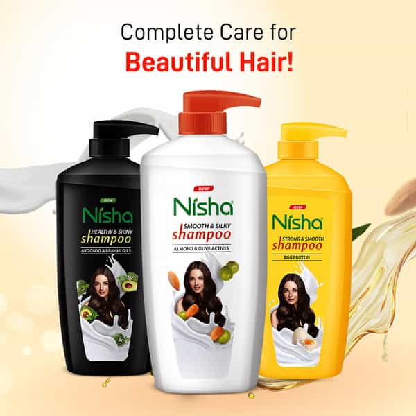 Nisha Smooth & Silky Shampoo 650Ml | Almond & Olive Actives Shampoo For Soft Silky Hair