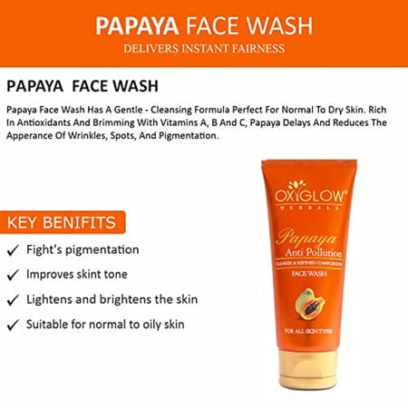 Oxyglow Herbals Face Wash Papaya Depp Cleaning |Exfoliatescleanses &Moisturises 100gram