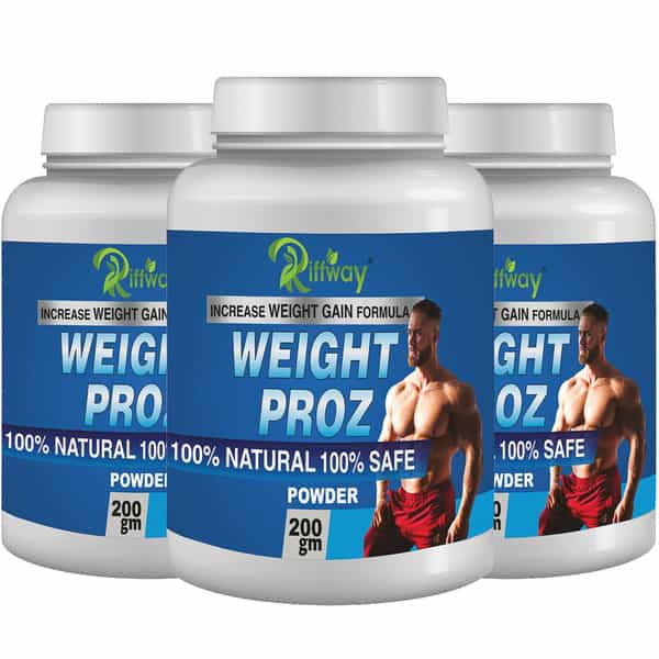 Riffway Weight Proz Weight Gain Powder | Safe & Effective Way For Your Weight Gain Goals (3X200gm)