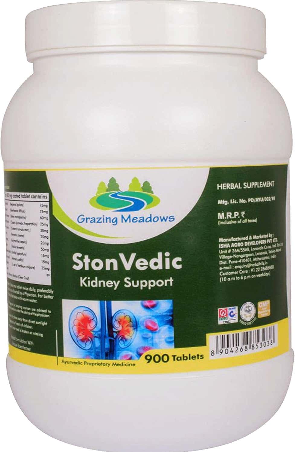 Grazing Meadows Ston Vedic 900 Tablets | Ayurvedic Herbal Supplement For Kidney Stone (Pack Of 5)