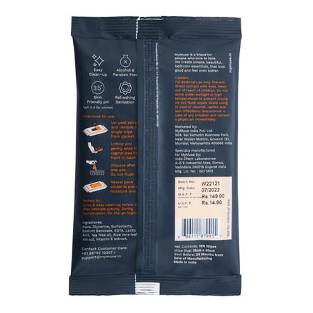 Mymuse Swipe For Men & Women (40 Wipes) Pack Of 4 (V'S +P'S)